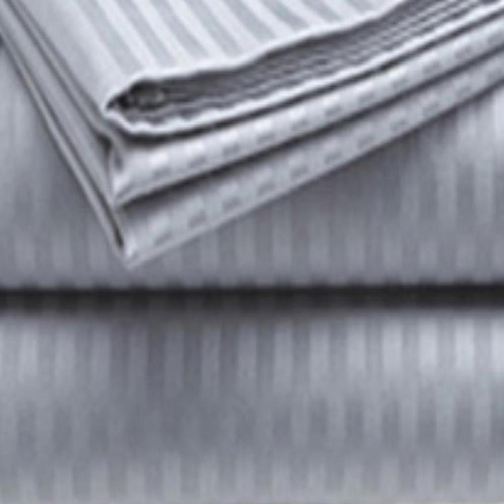 Embossed 1800 Series Wrinkle Resistant Stripe All Season Bed Sheet Set Gray by
