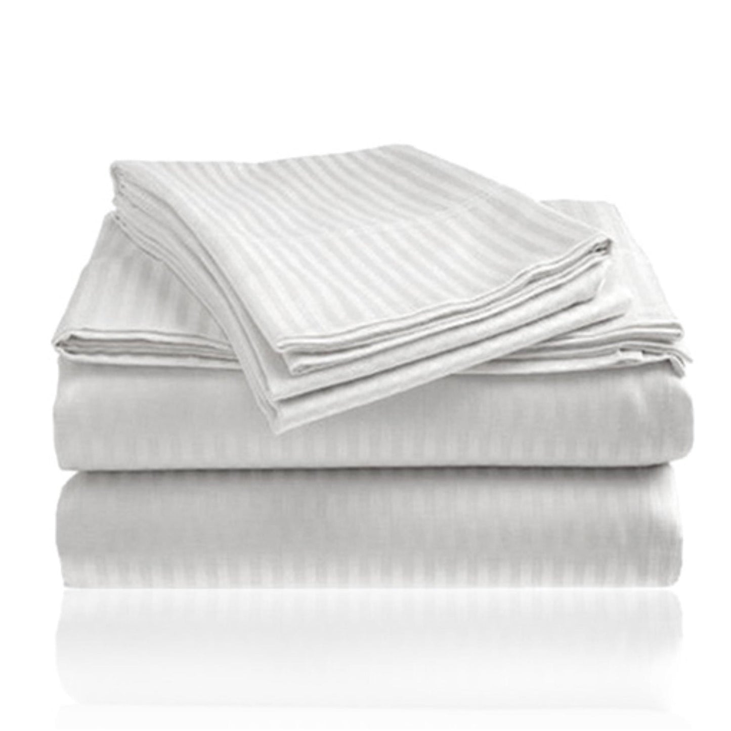 Embossed 1800 Series Wrinkle Resistant Stripe All Season Bed Sheet Set White by
