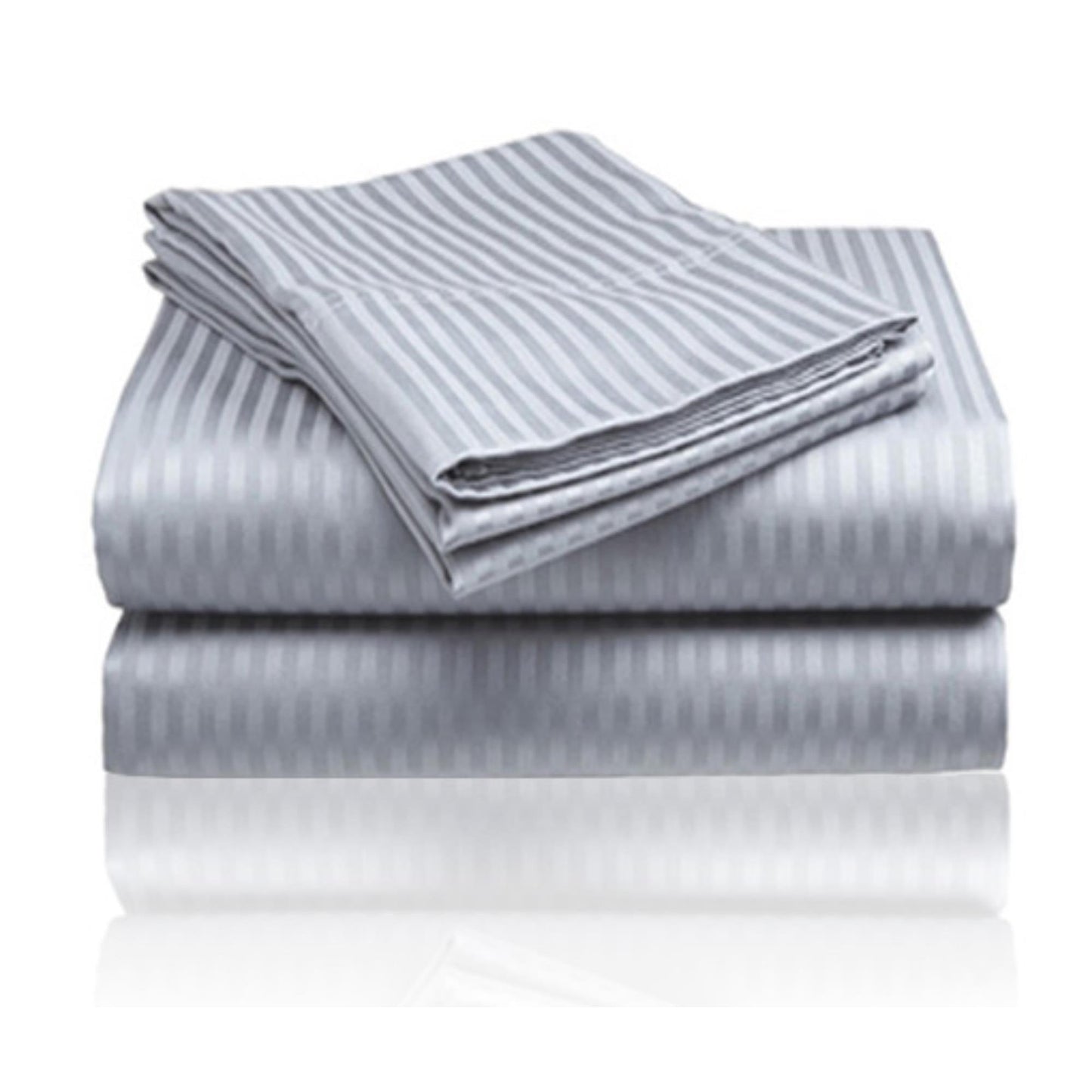 Embossed 1800 Series Wrinkle Resistant Stripe All Season Bed Sheet Set Gray by