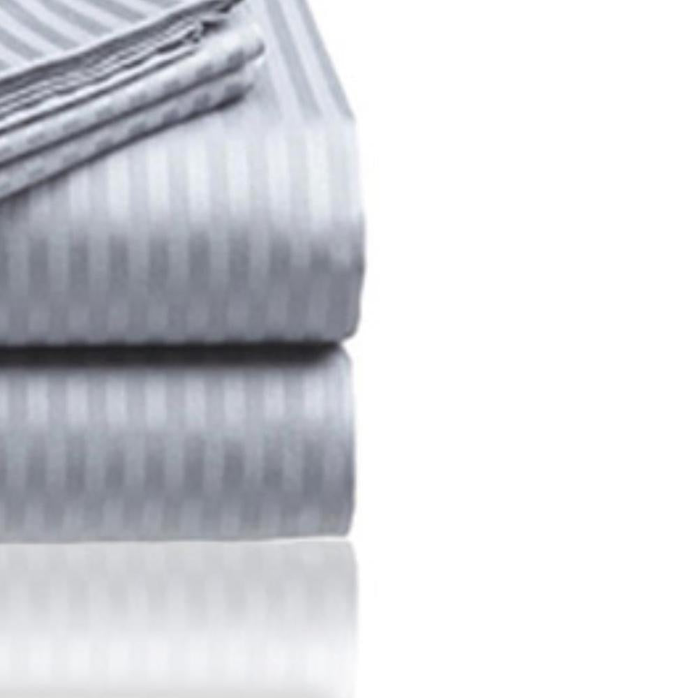 Embossed 1800 Series Wrinkle Resistant Stripe All Season Bed Sheet Set Gray by