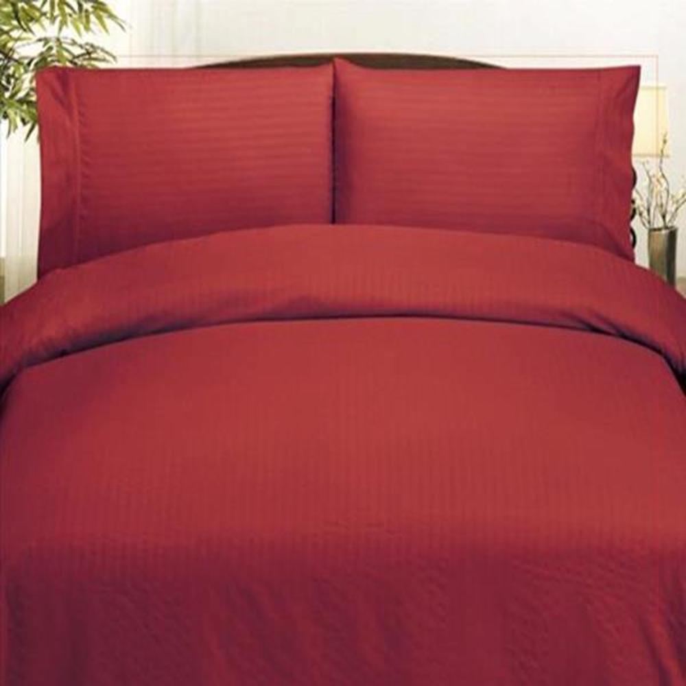 Embossed Dobby Stripe 90GSM Red Microfiber Sheet Set