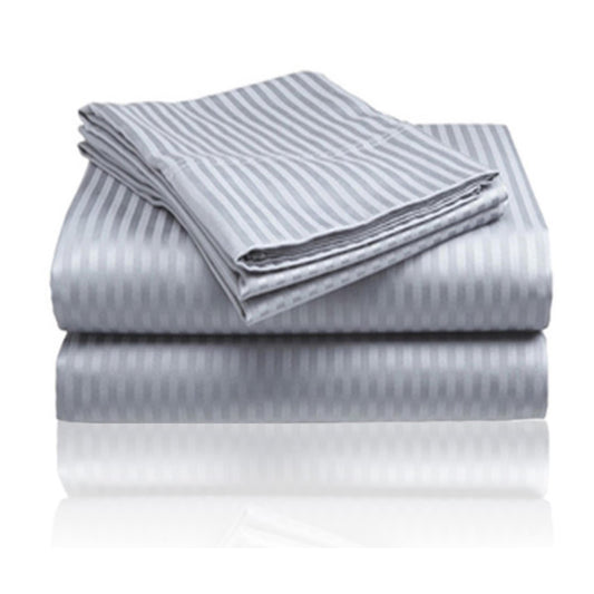 Embossed 1800 Series Wrinkle Resistant Stripe All Season Bed Sheet Set Gray by